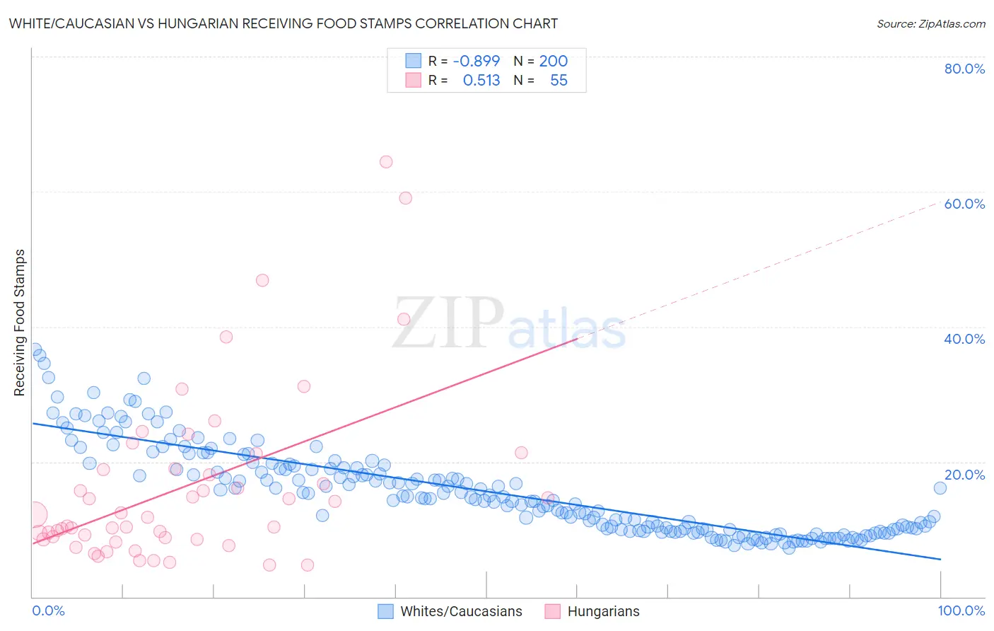 White/Caucasian vs Hungarian Receiving Food Stamps