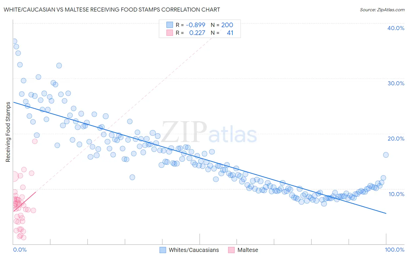 White/Caucasian vs Maltese Receiving Food Stamps