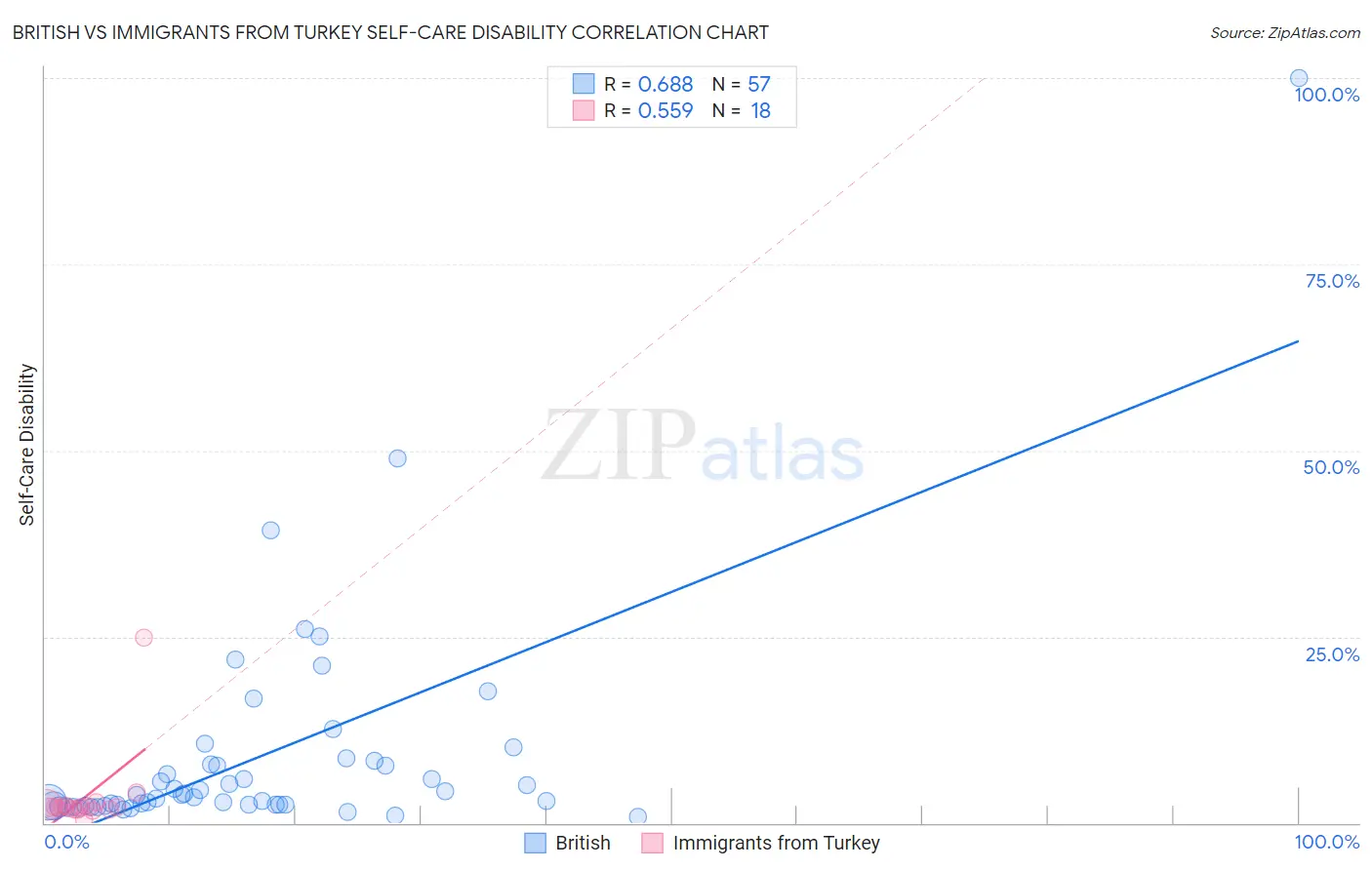 British vs Immigrants from Turkey Self-Care Disability