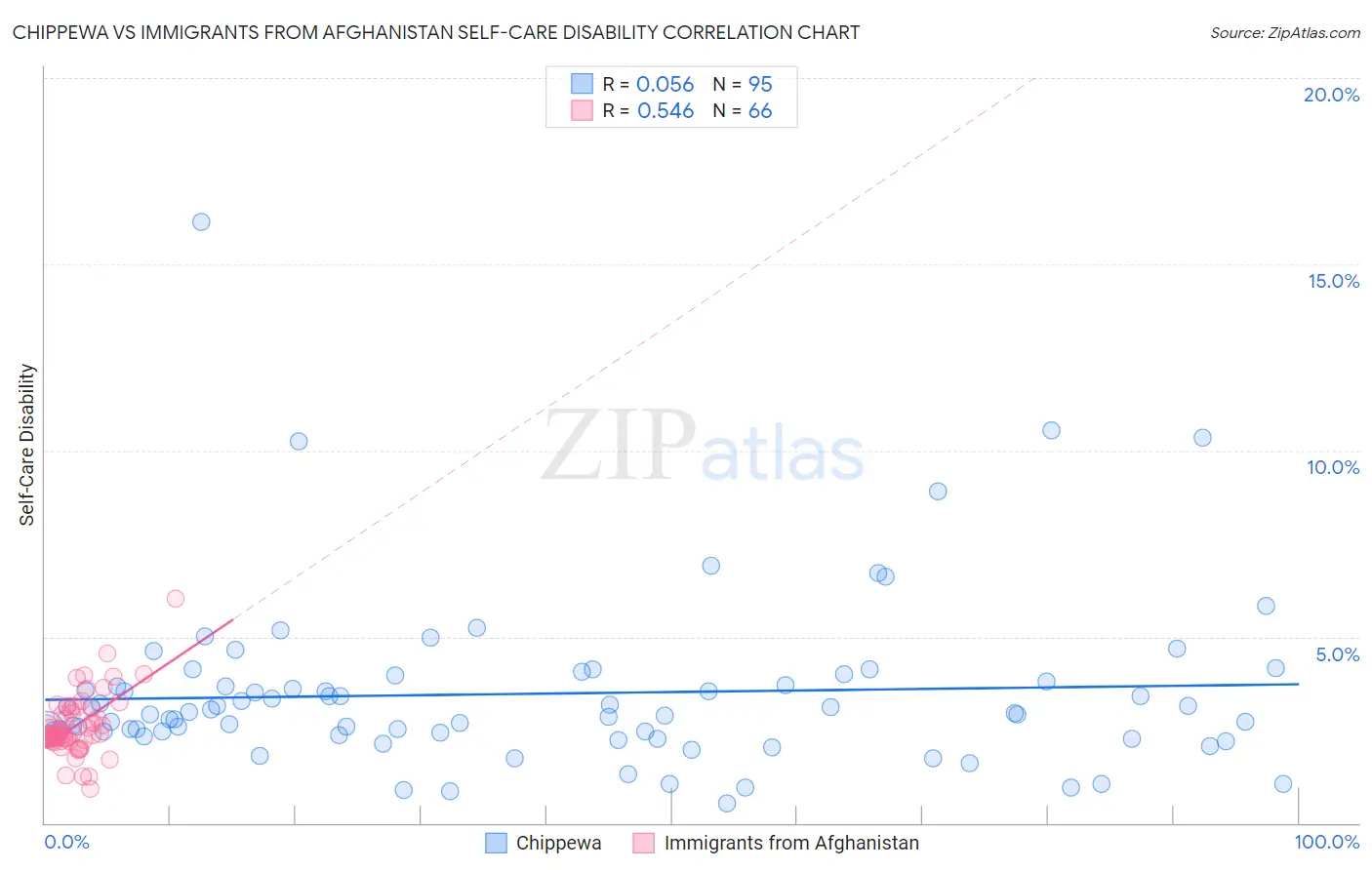 Chippewa vs Immigrants from Afghanistan Self-Care Disability