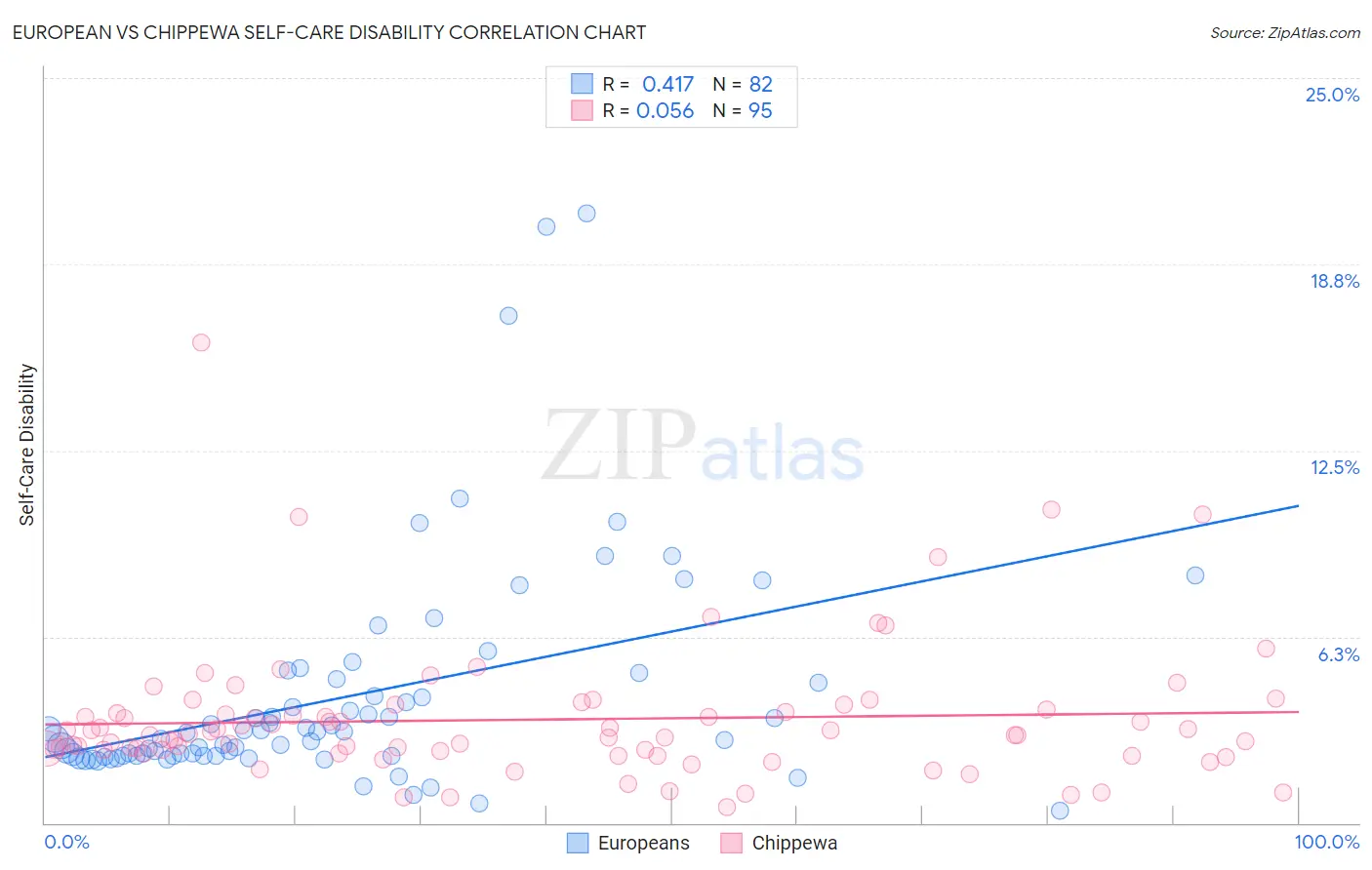 European vs Chippewa Self-Care Disability