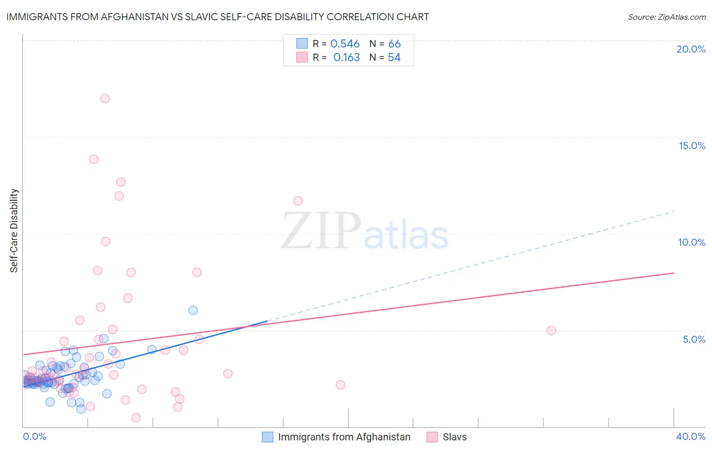 Immigrants from Afghanistan vs Slavic Self-Care Disability
