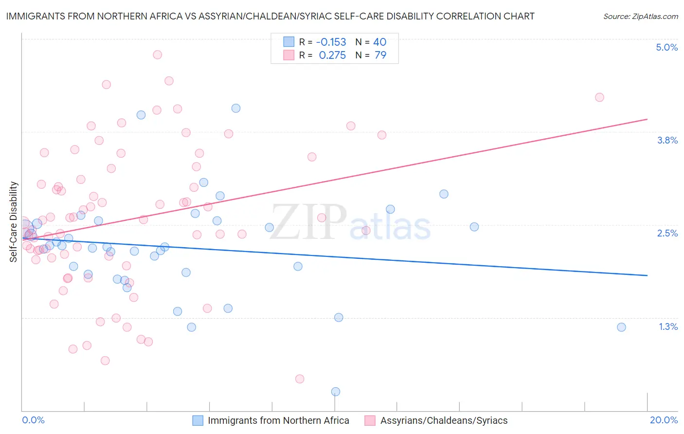 Immigrants from Northern Africa vs Assyrian/Chaldean/Syriac Self-Care Disability