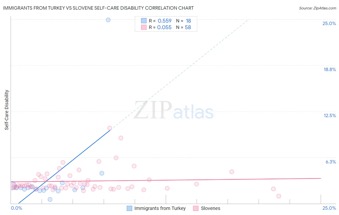 Immigrants from Turkey vs Slovene Self-Care Disability