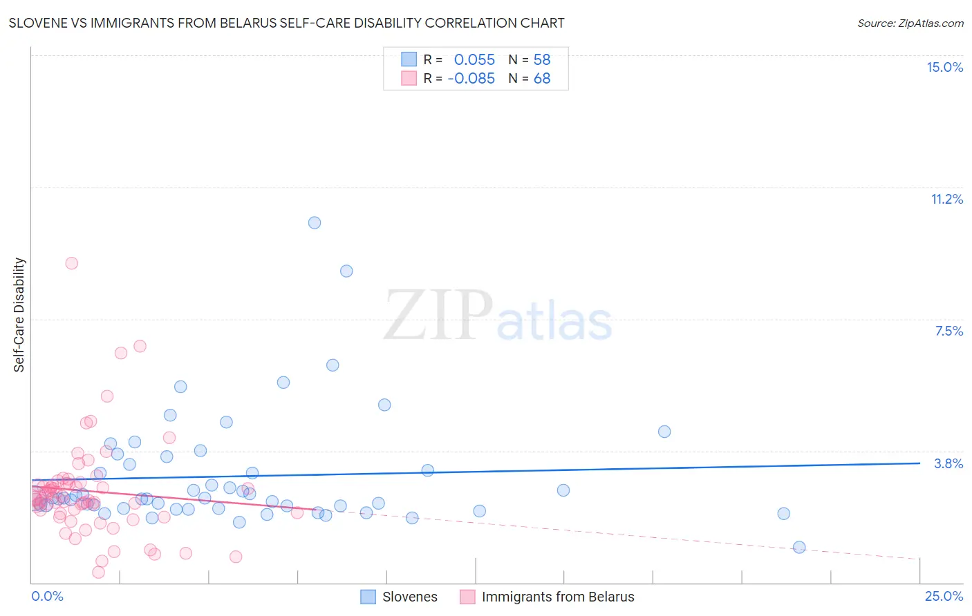 Slovene vs Immigrants from Belarus Self-Care Disability