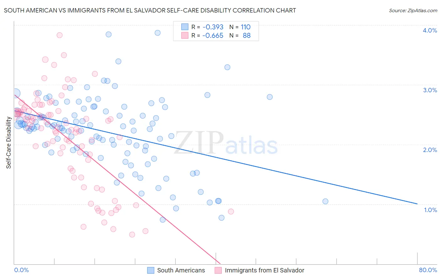 South American vs Immigrants from El Salvador Self-Care Disability