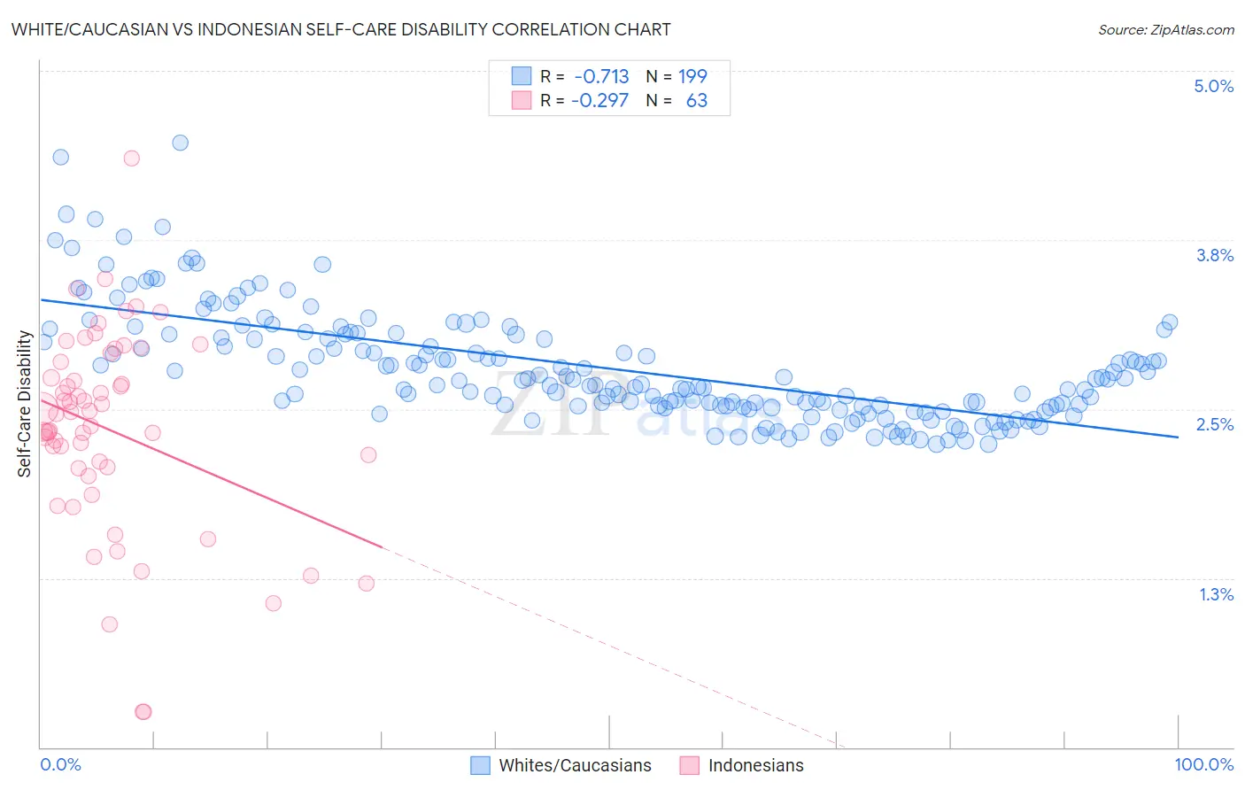 White/Caucasian vs Indonesian Self-Care Disability