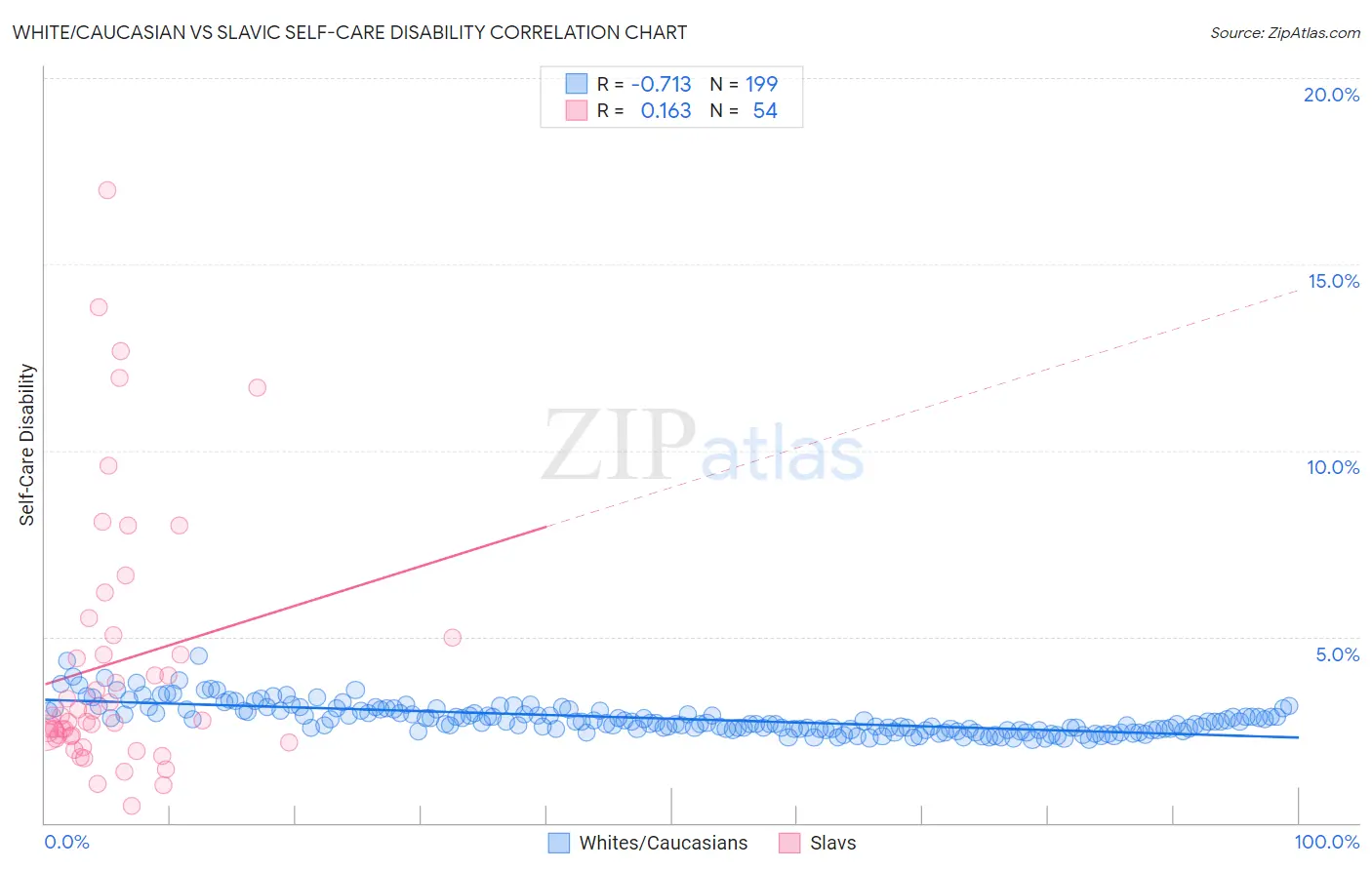 White/Caucasian vs Slavic Self-Care Disability