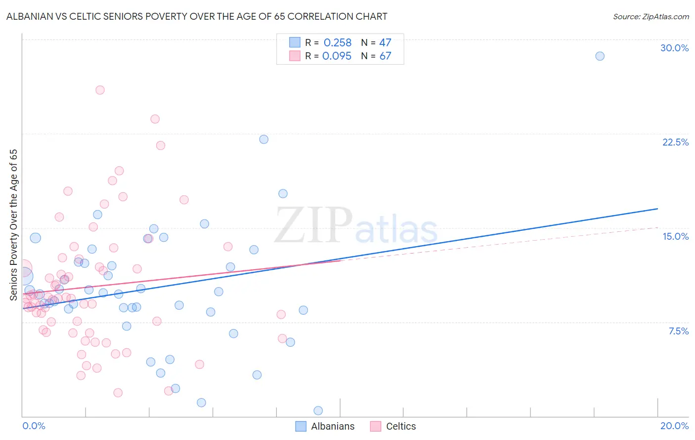 Albanian vs Celtic Seniors Poverty Over the Age of 65