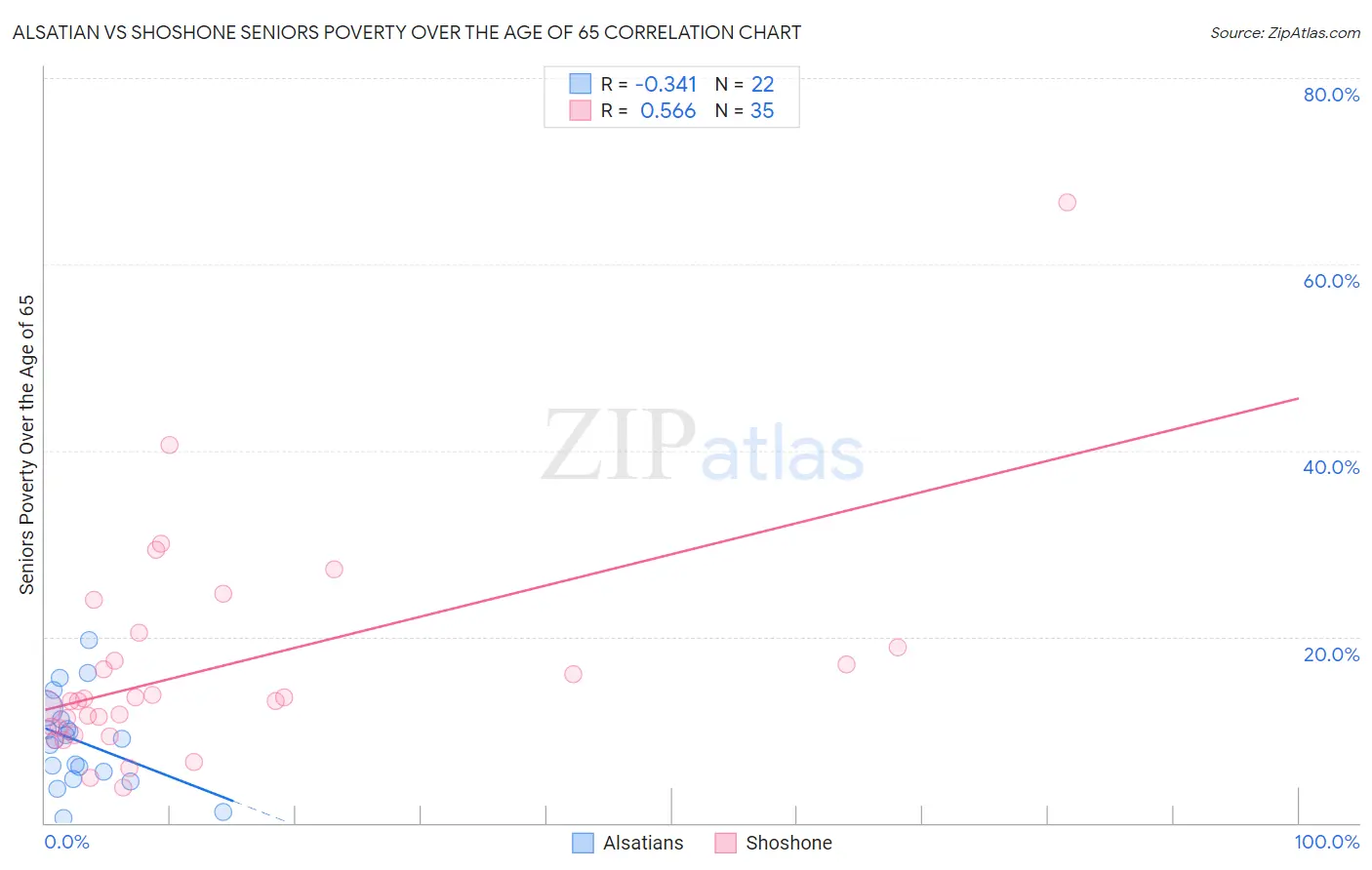 Alsatian vs Shoshone Seniors Poverty Over the Age of 65