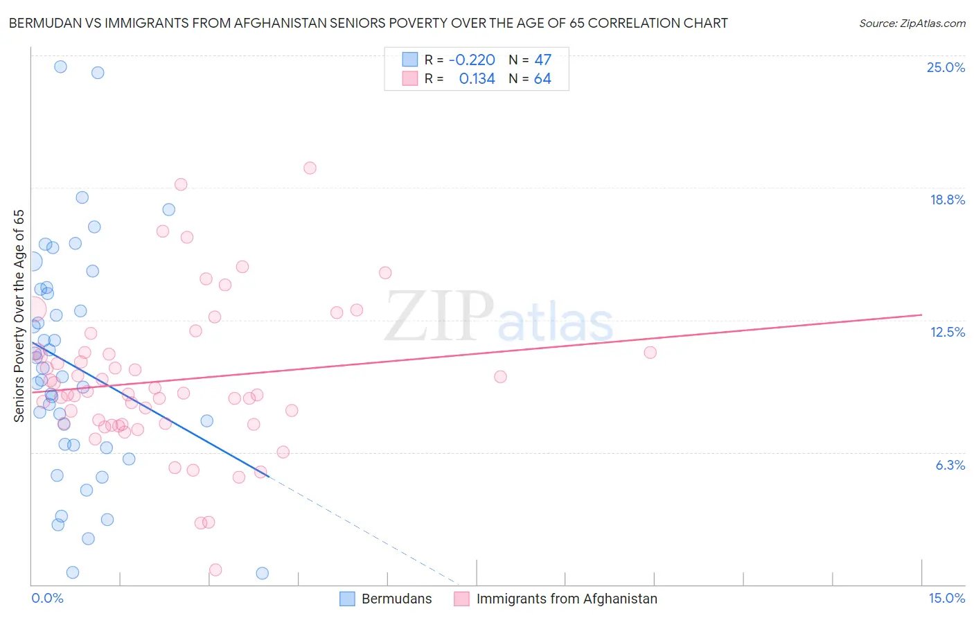 Bermudan vs Immigrants from Afghanistan Seniors Poverty Over the Age of 65