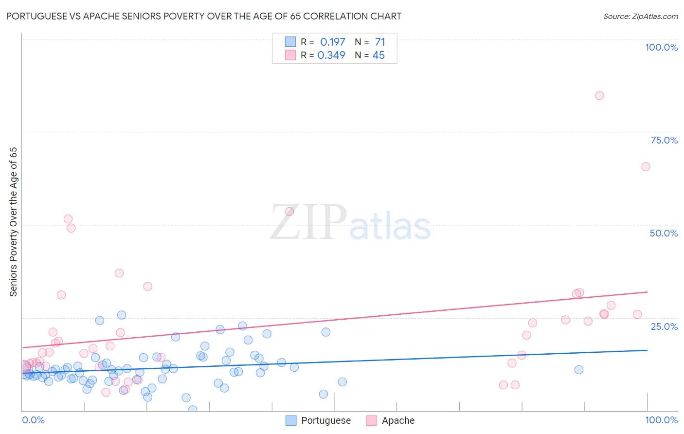 Portuguese vs Apache Seniors Poverty Over the Age of 65