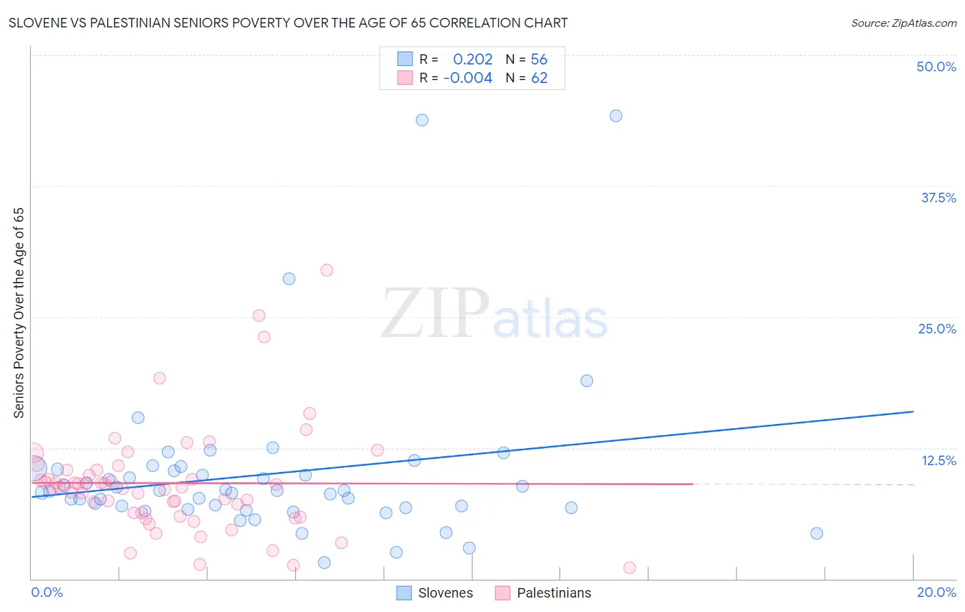 Slovene vs Palestinian Seniors Poverty Over the Age of 65