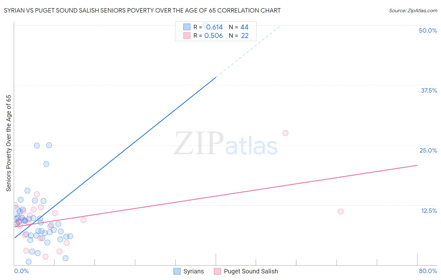 Syrian vs Puget Sound Salish Seniors Poverty Over the Age of 65