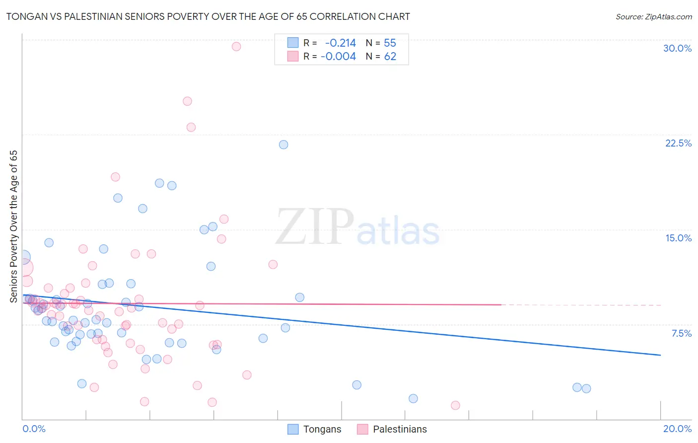 Tongan vs Palestinian Seniors Poverty Over the Age of 65