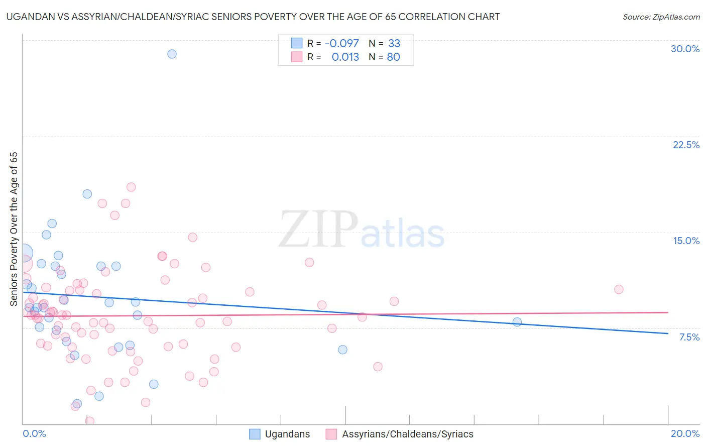 Ugandan vs Assyrian/Chaldean/Syriac Seniors Poverty Over the Age of 65