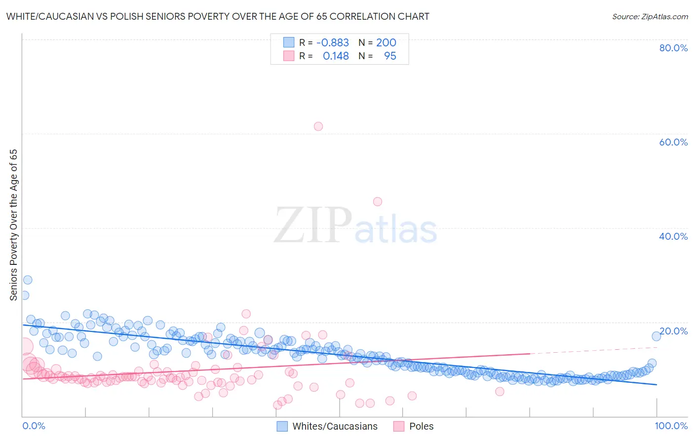 White/Caucasian vs Polish Seniors Poverty Over the Age of 65