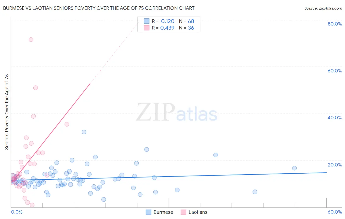 Burmese vs Laotian Seniors Poverty Over the Age of 75
