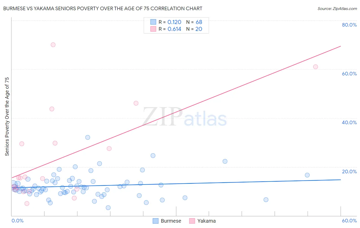 Burmese vs Yakama Seniors Poverty Over the Age of 75