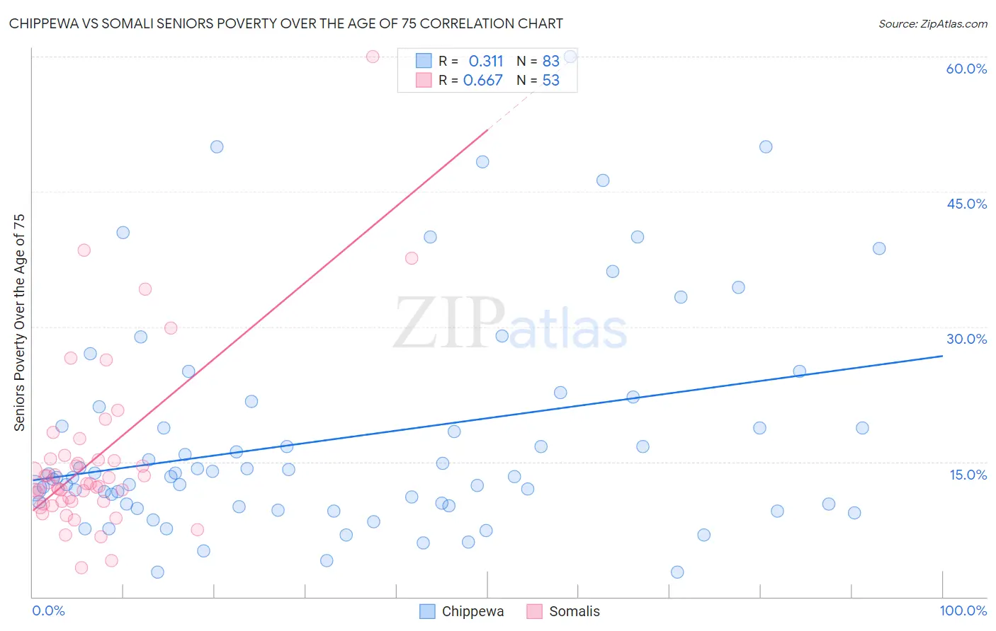 Chippewa vs Somali Seniors Poverty Over the Age of 75