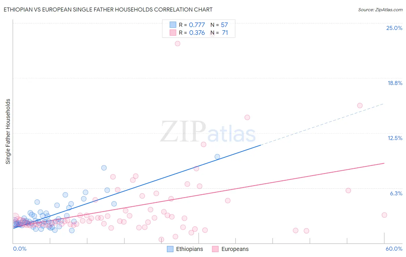 Ethiopian vs European Single Father Households