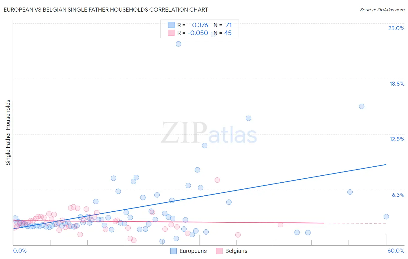 European vs Belgian Single Father Households