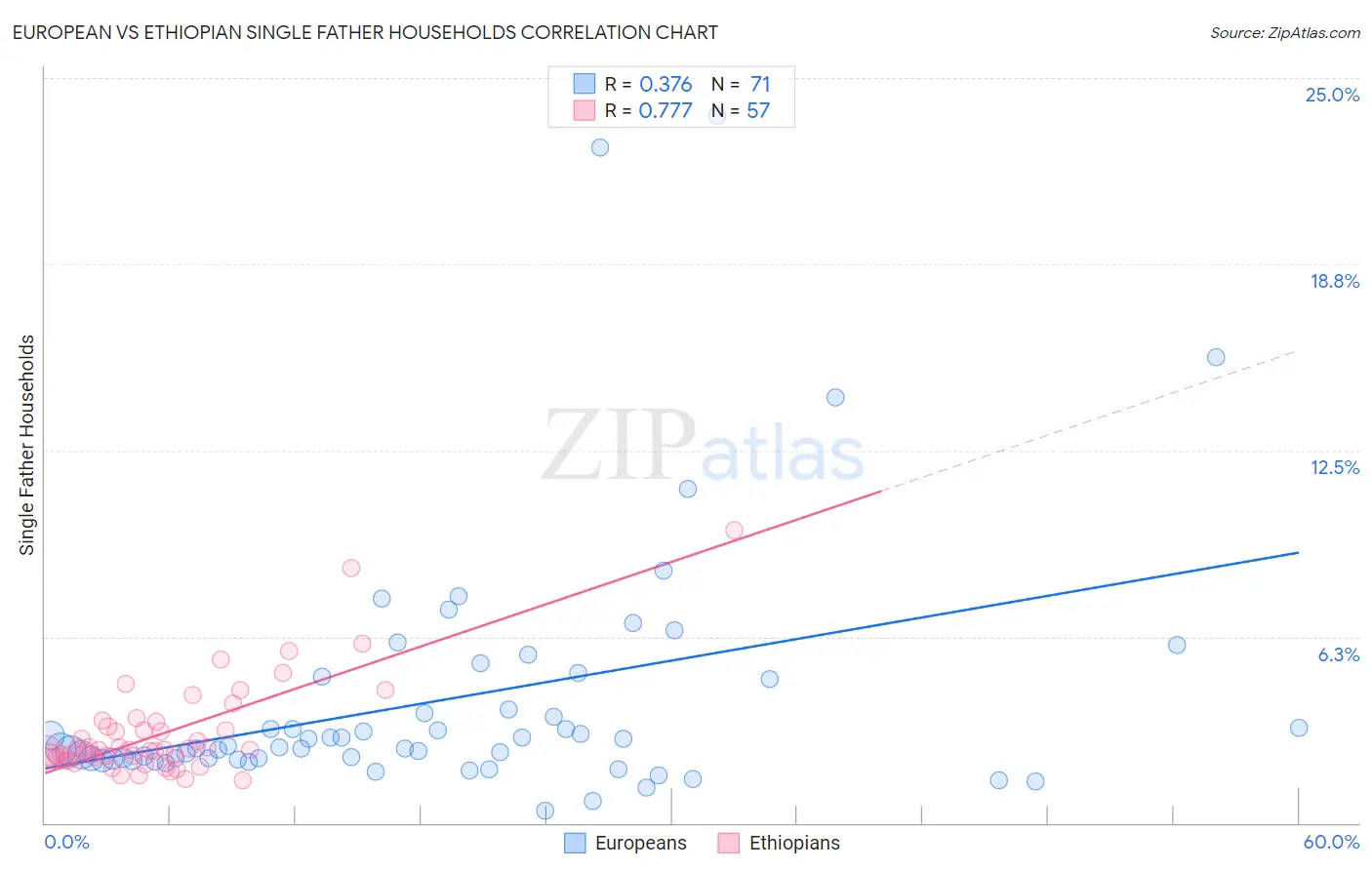 European vs Ethiopian Single Father Households