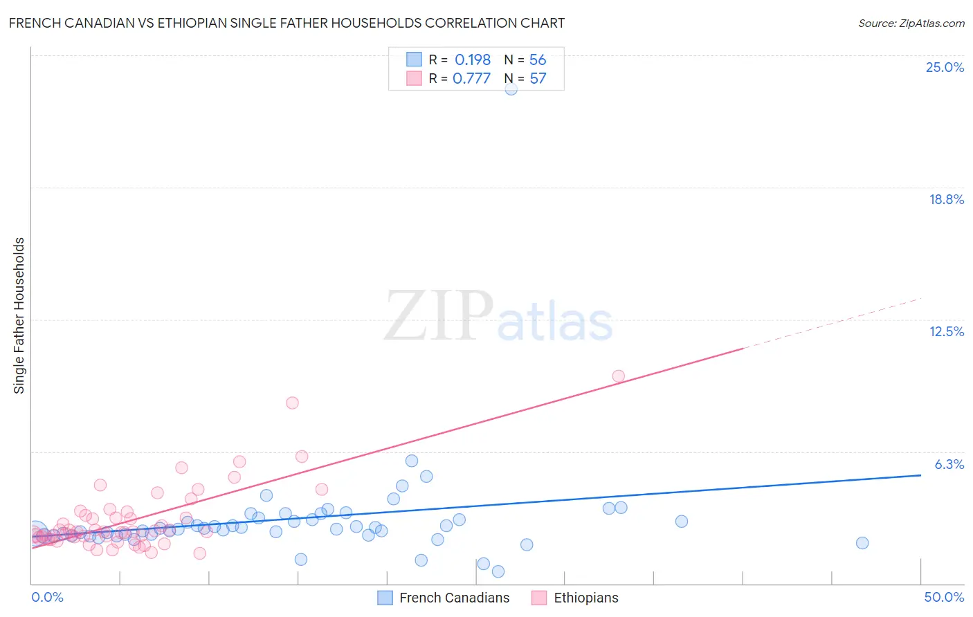 French Canadian vs Ethiopian Single Father Households