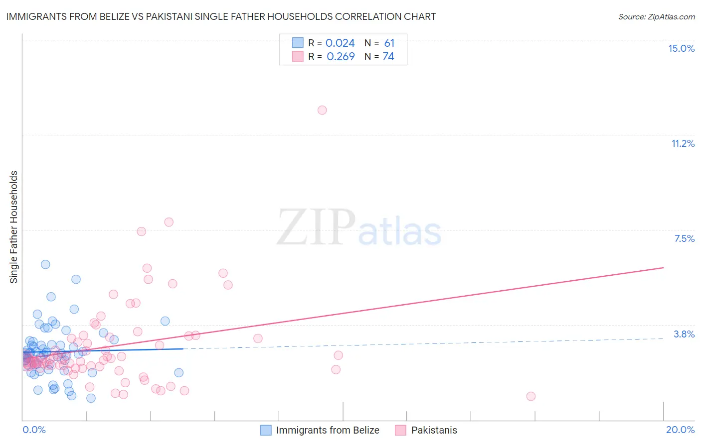Immigrants from Belize vs Pakistani Single Father Households