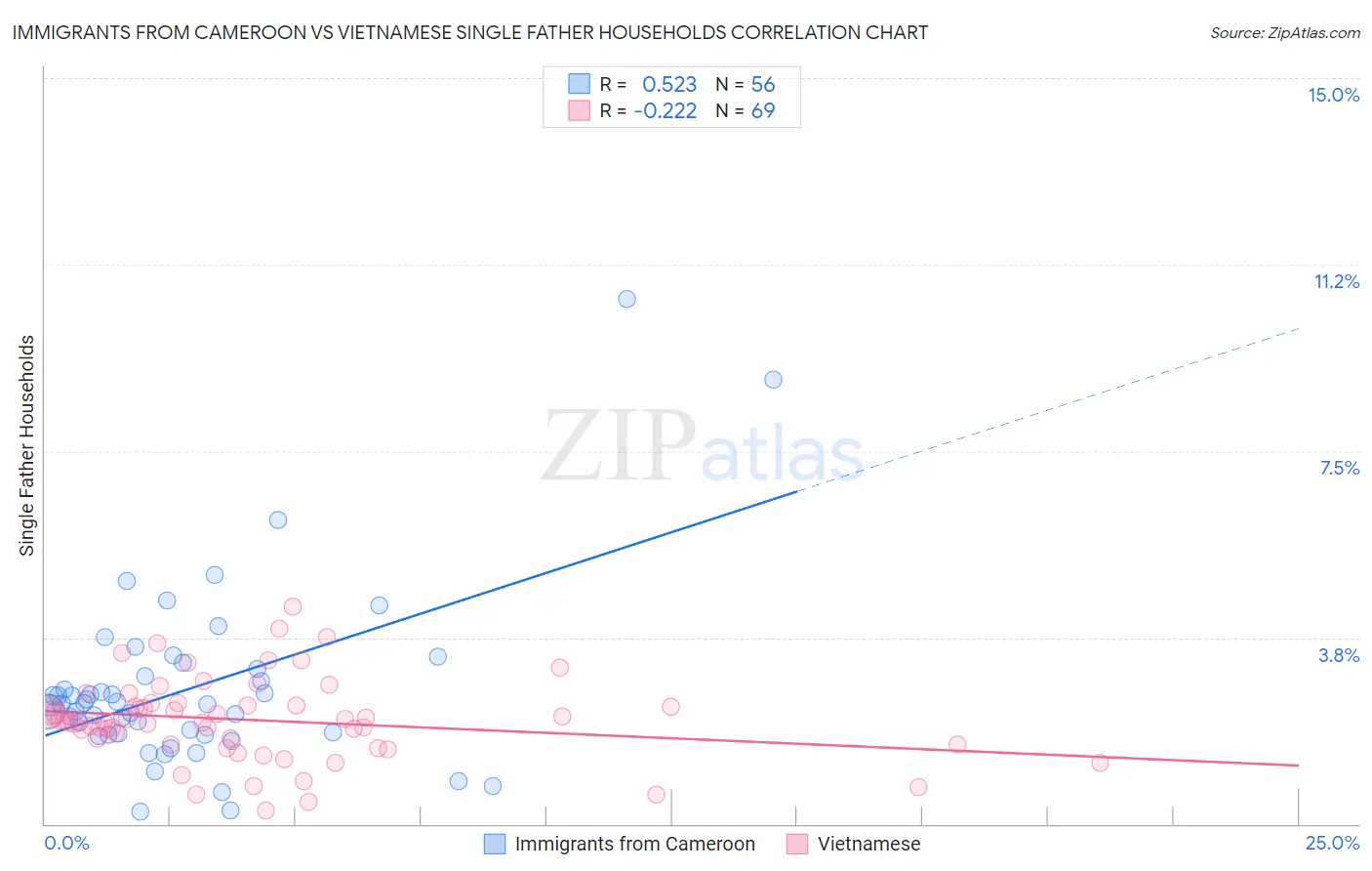 Immigrants from Cameroon vs Vietnamese Single Father Households