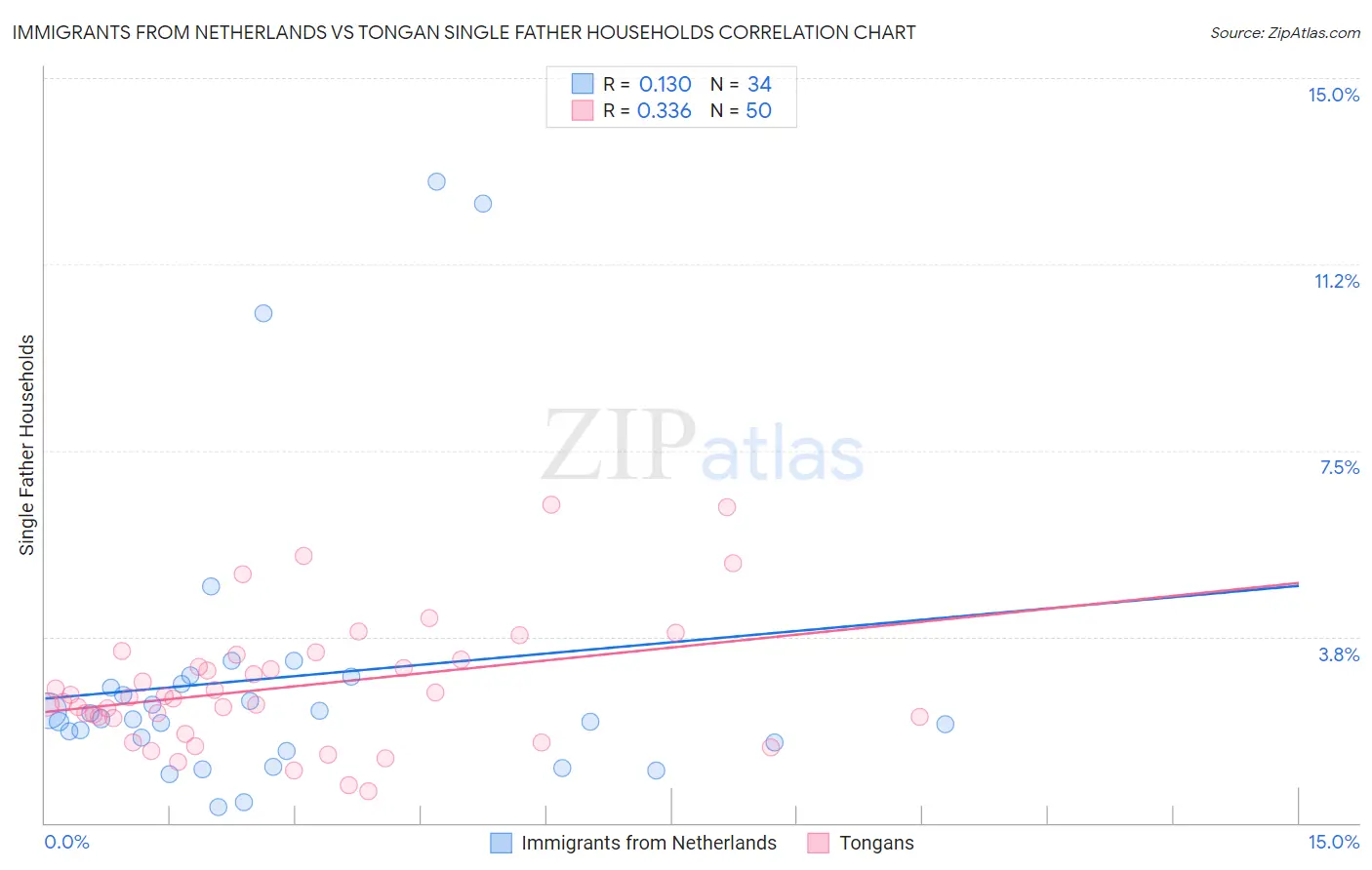 Immigrants from Netherlands vs Tongan Single Father Households