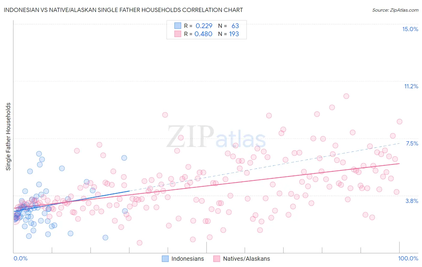 Indonesian vs Native/Alaskan Single Father Households