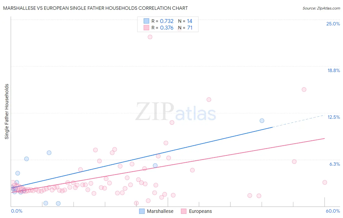 Marshallese vs European Single Father Households