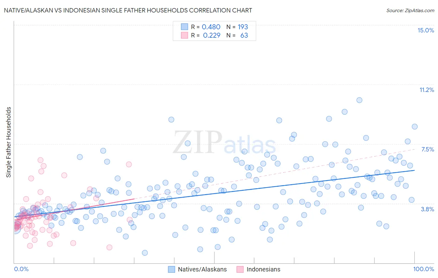 Native/Alaskan vs Indonesian Single Father Households