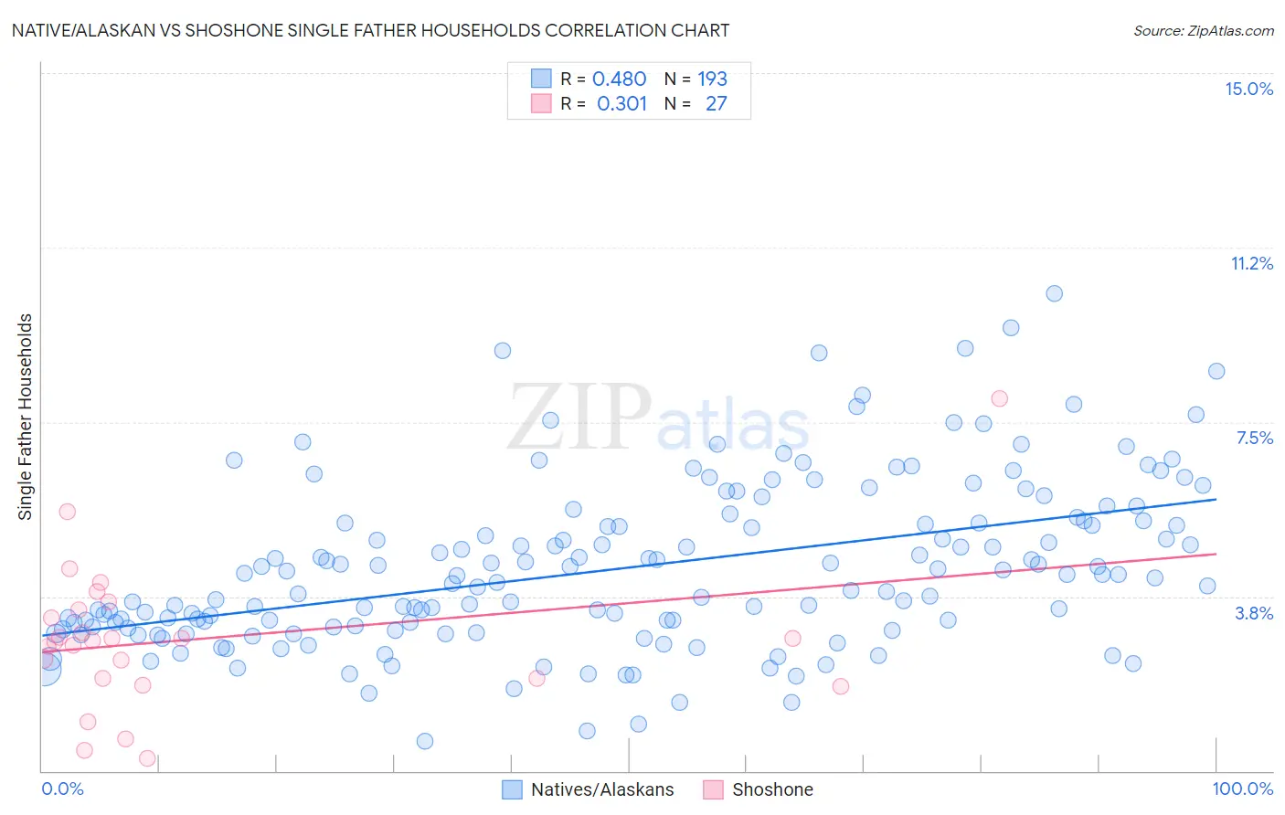Native/Alaskan vs Shoshone Single Father Households