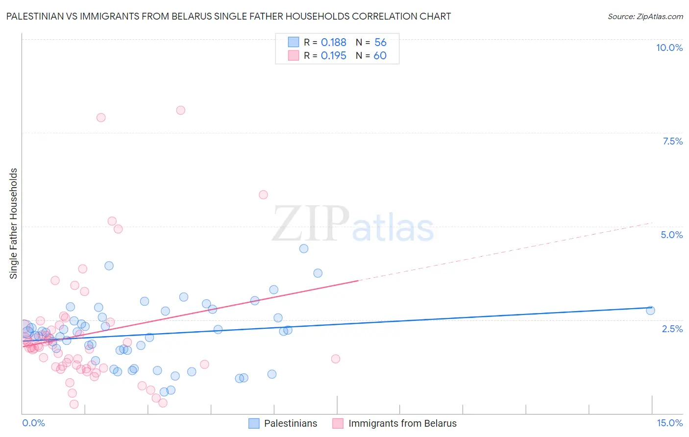 Palestinian vs Immigrants from Belarus Single Father Households