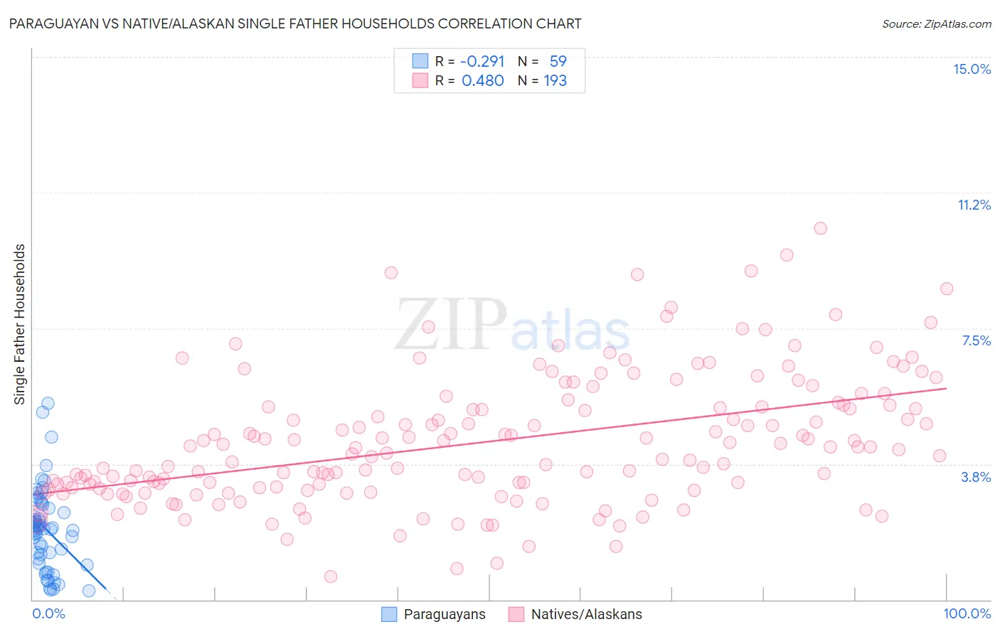 Paraguayan vs Native/Alaskan Single Father Households
