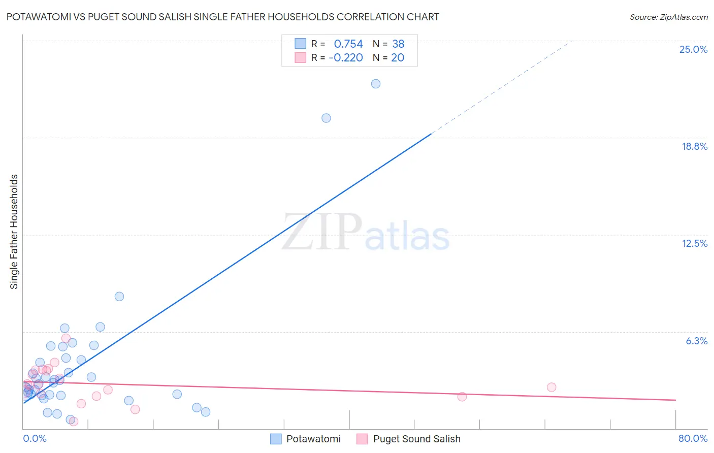 Potawatomi vs Puget Sound Salish Single Father Households