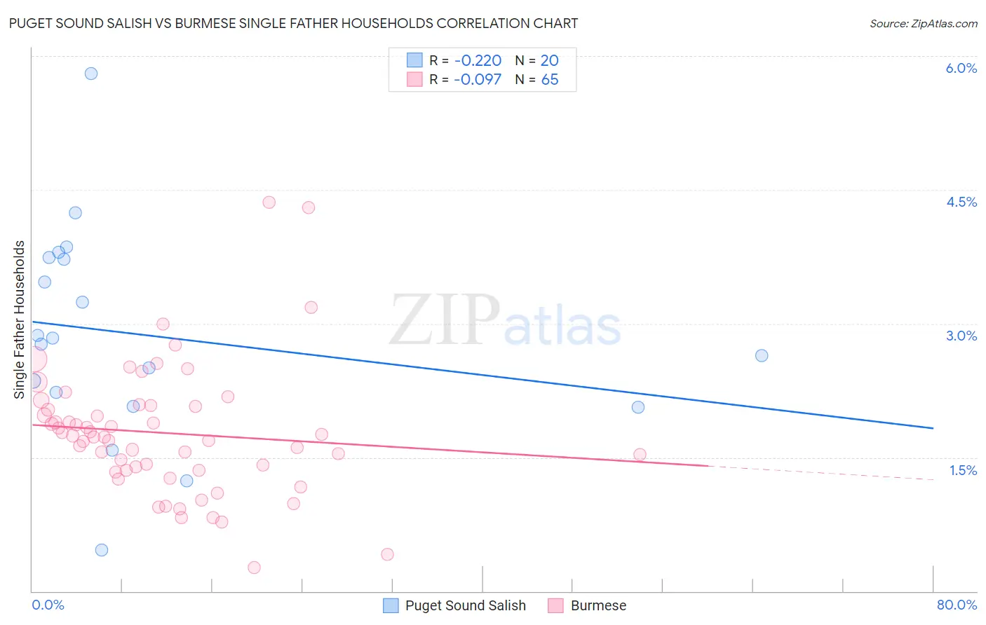 Puget Sound Salish vs Burmese Single Father Households