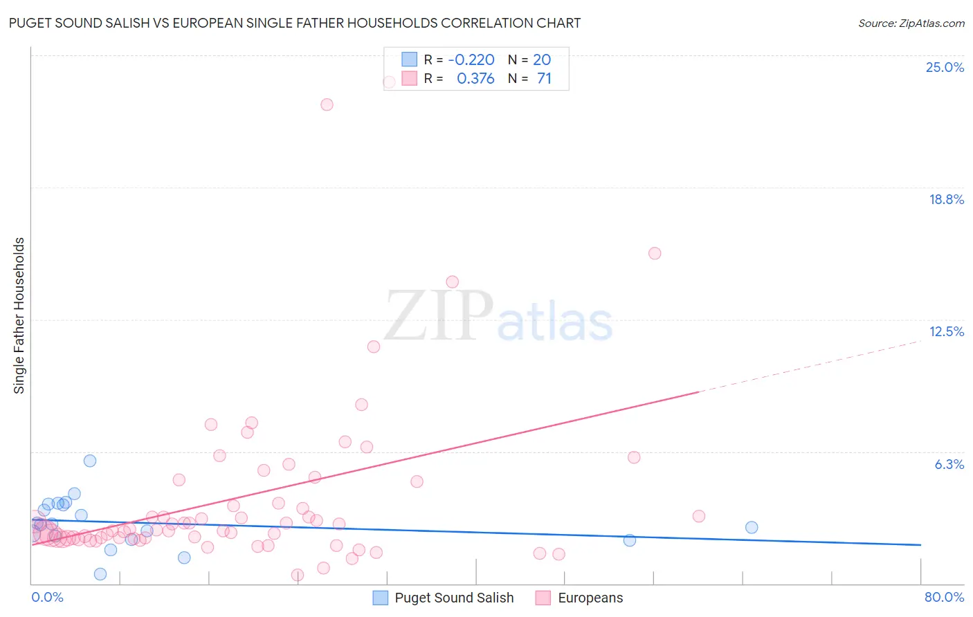 Puget Sound Salish vs European Single Father Households