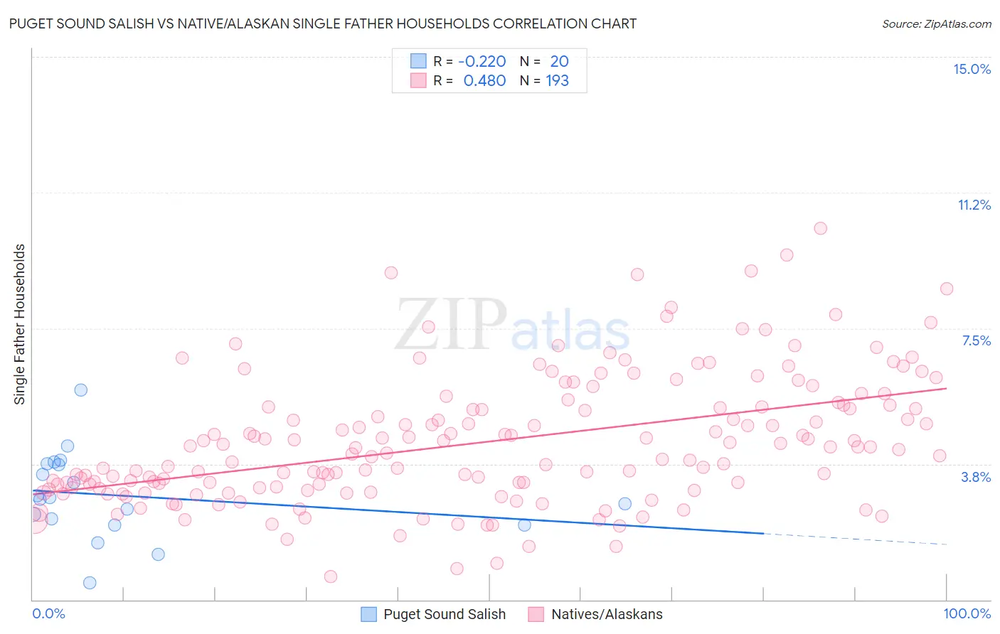 Puget Sound Salish vs Native/Alaskan Single Father Households