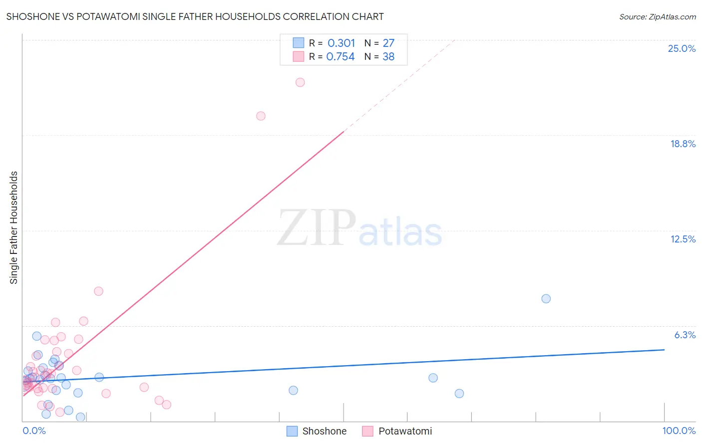 Shoshone vs Potawatomi Single Father Households