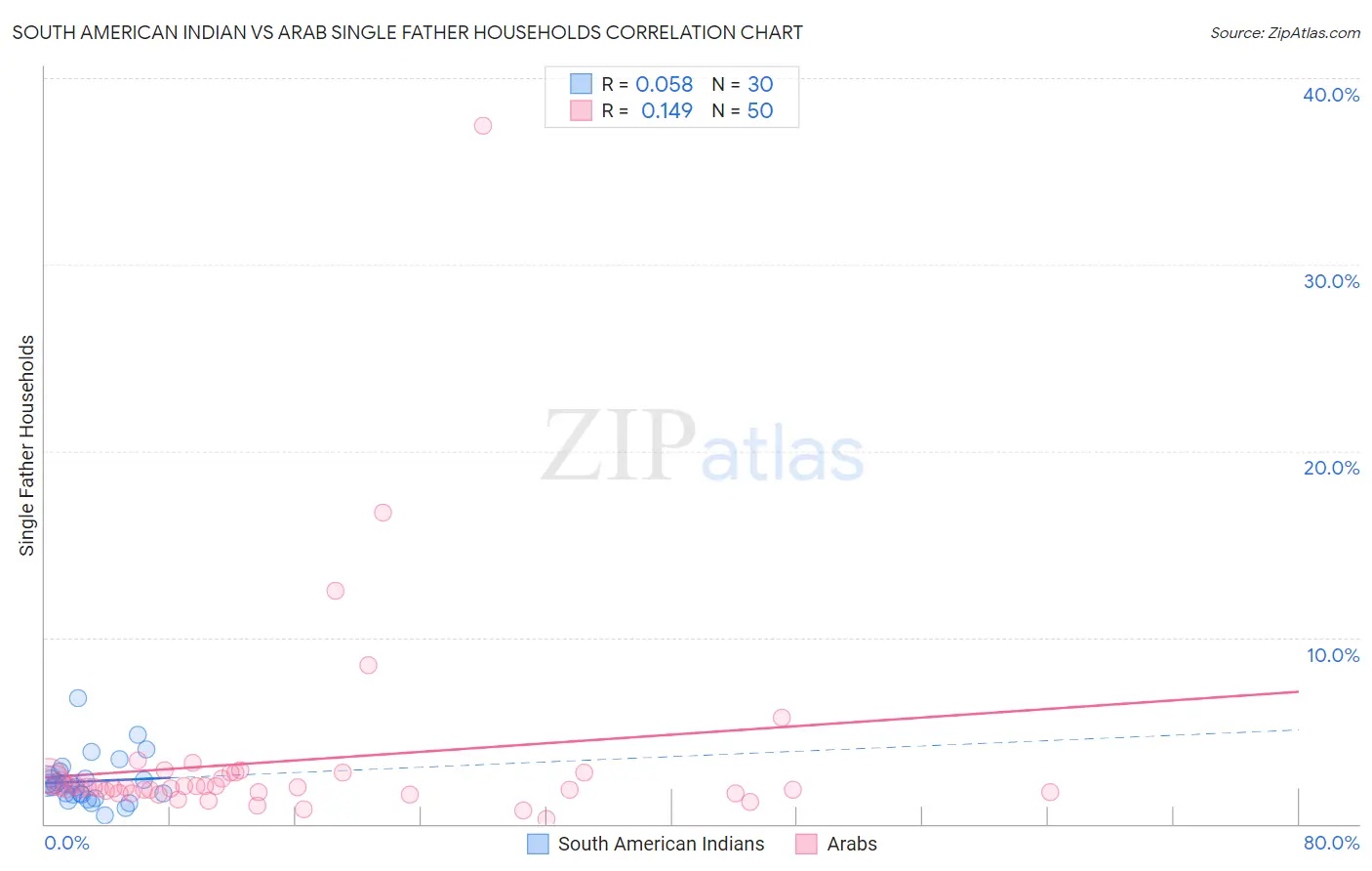 South American Indian vs Arab Single Father Households