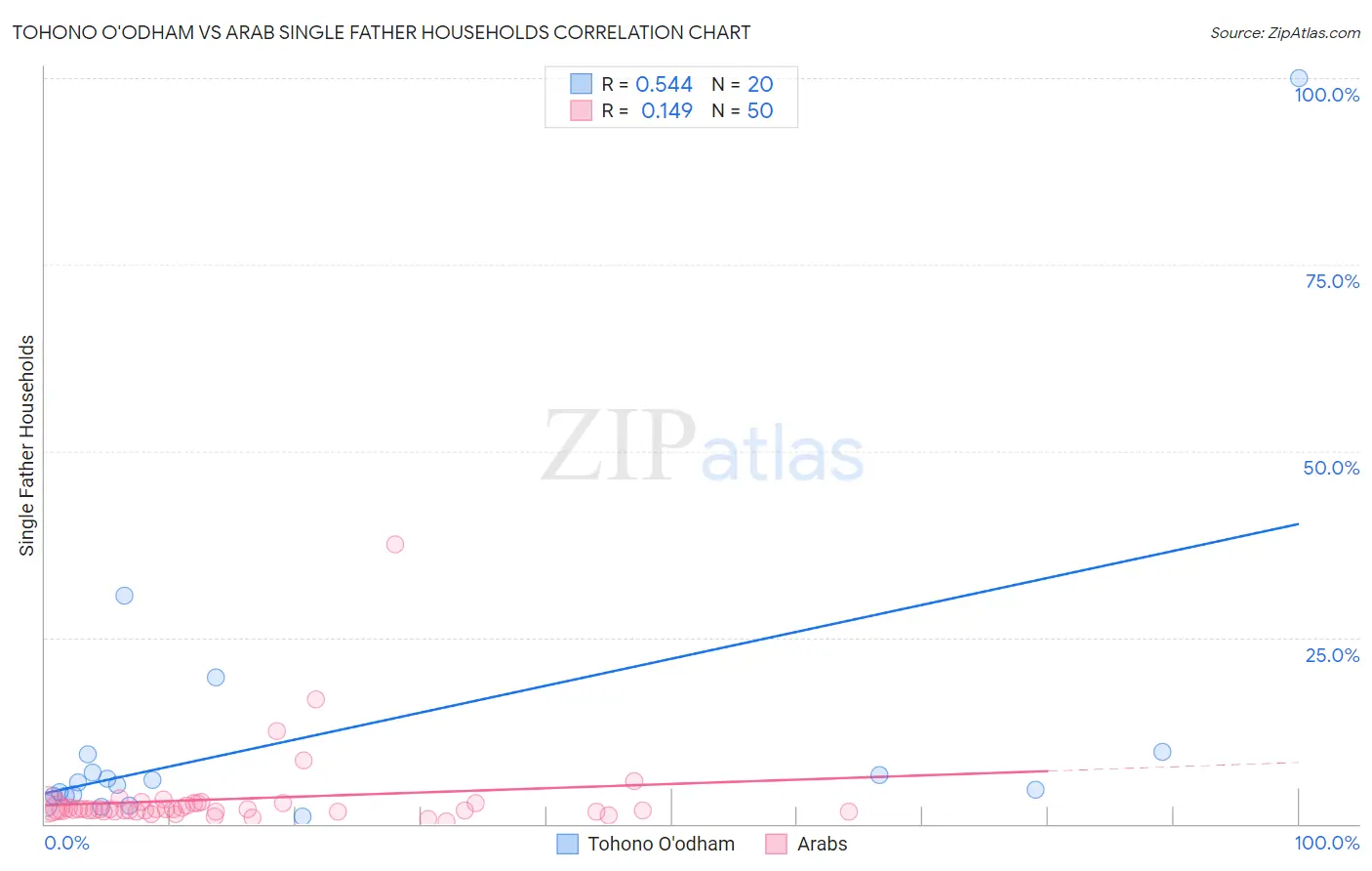 Tohono O'odham vs Arab Single Father Households