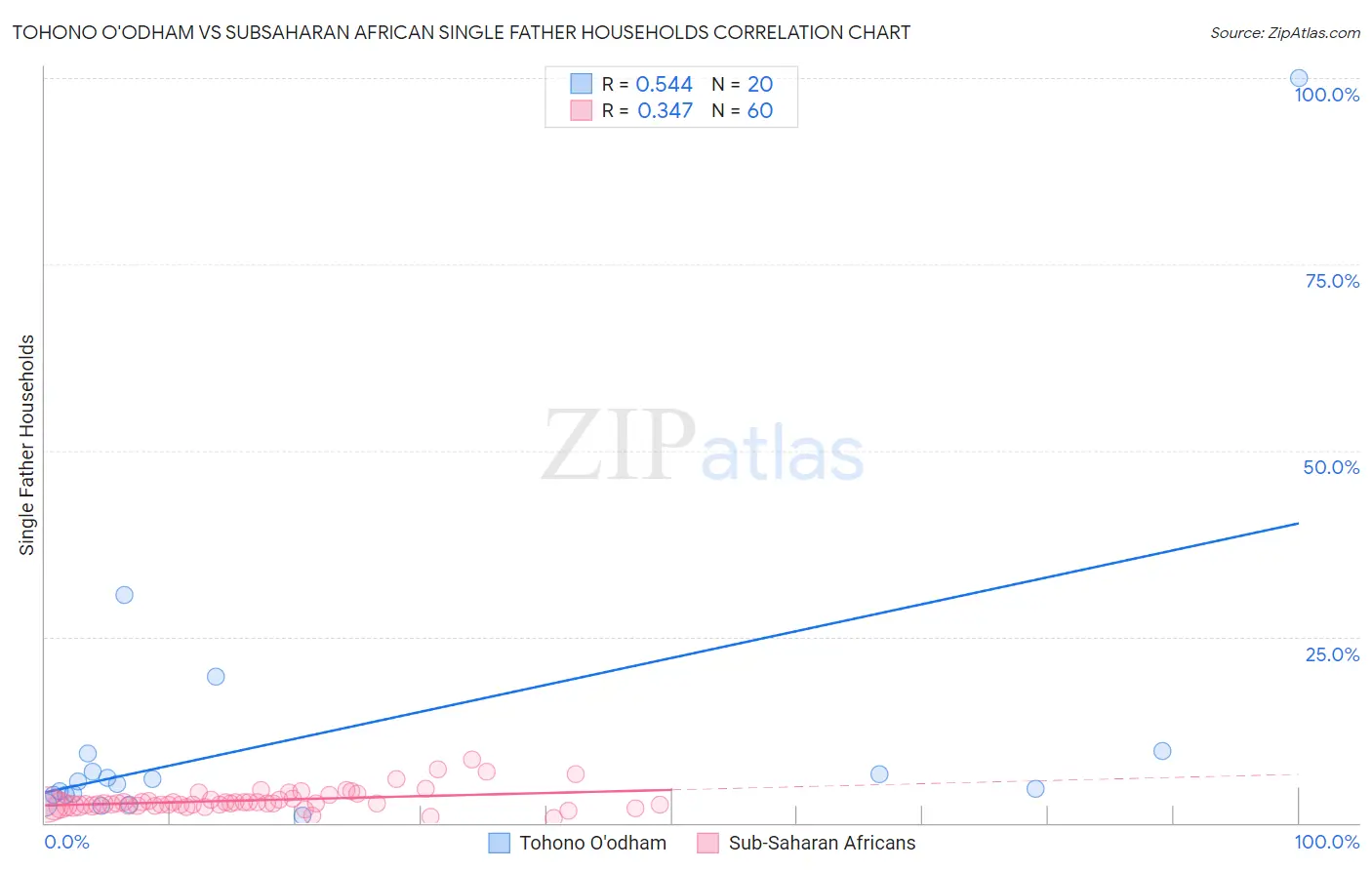 Tohono O'odham vs Subsaharan African Single Father Households
