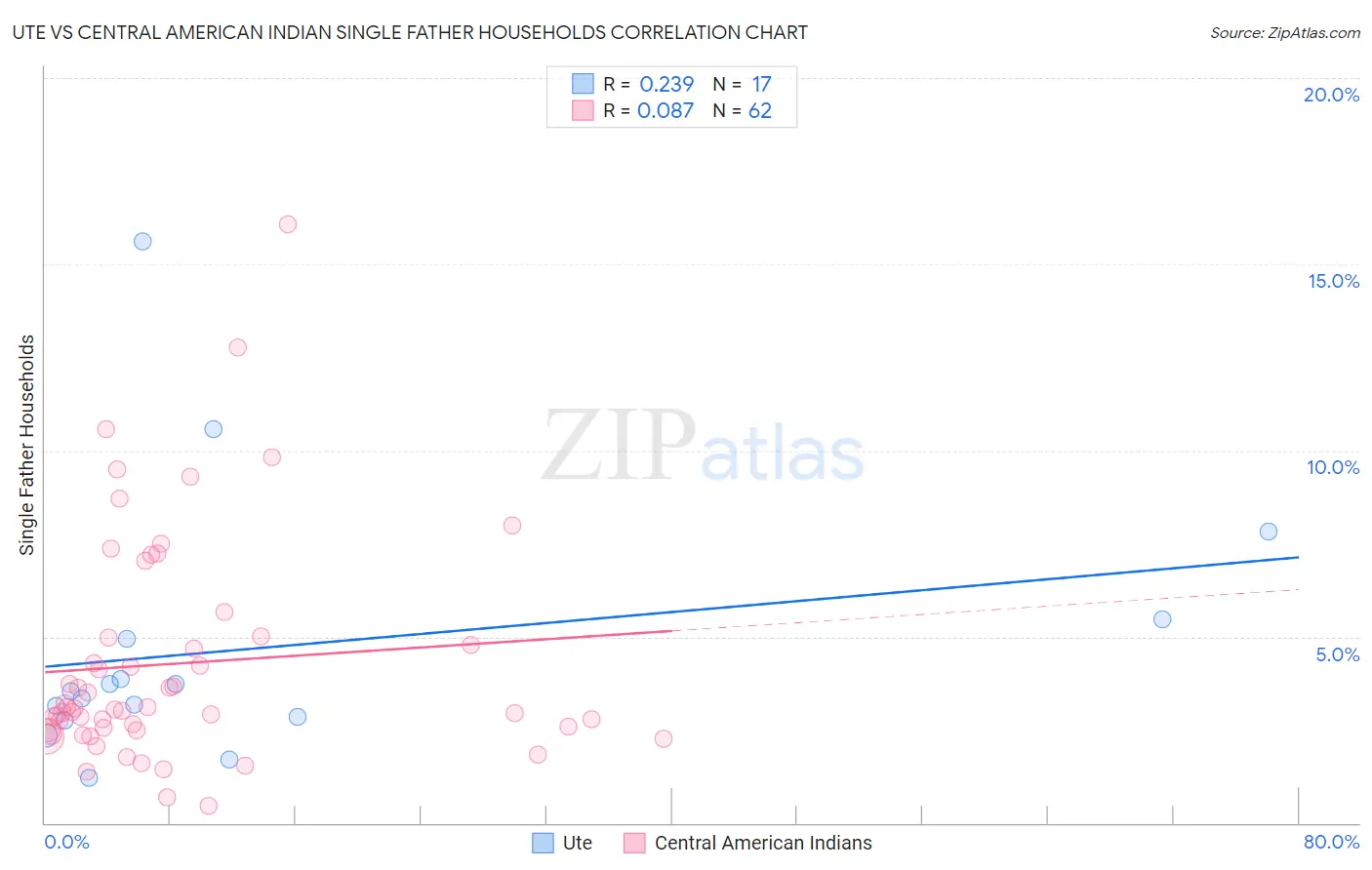 Ute vs Central American Indian Single Father Households