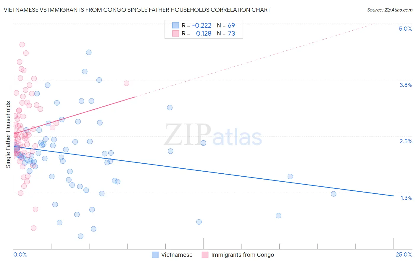 Vietnamese vs Immigrants from Congo Single Father Households