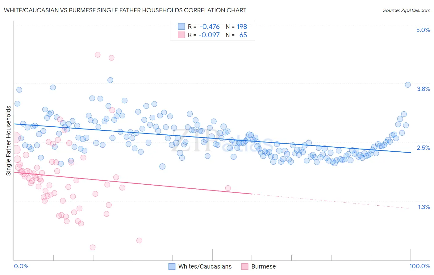 White/Caucasian vs Burmese Single Father Households