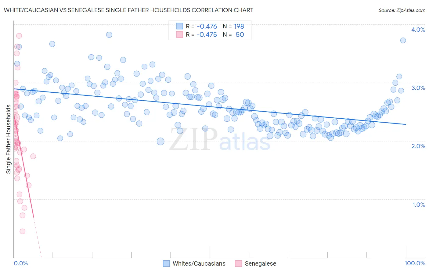 White/Caucasian vs Senegalese Single Father Households