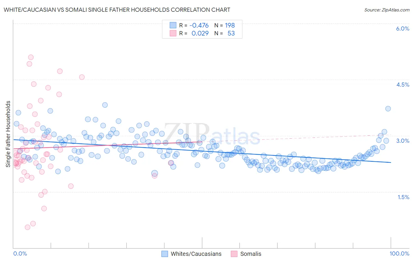 White/Caucasian vs Somali Single Father Households